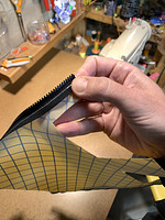 Zipper sewn on, halfway through total width of zipper tape and teeth. Topstitching not done yet.